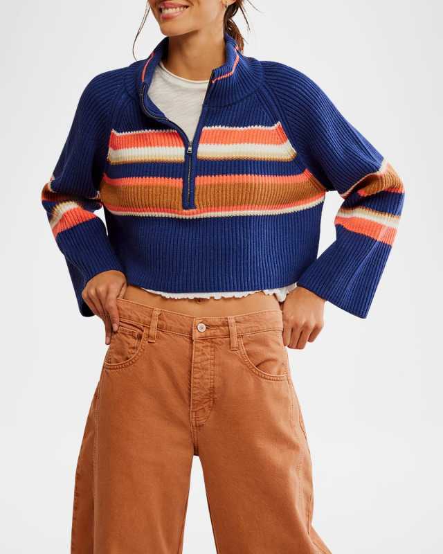 Striped Greta Half-Zip Pullover